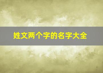 姓文两个字的名字大全