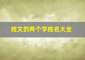 姓文的两个字姓名大全