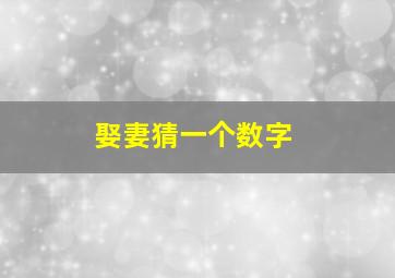 娶妻猜一个数字