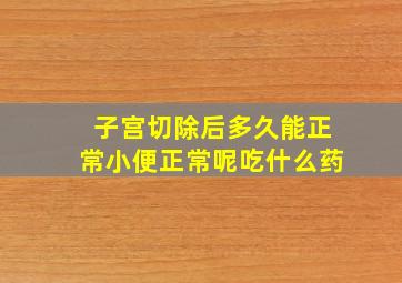 子宫切除后多久能正常小便正常呢吃什么药