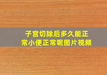 子宫切除后多久能正常小便正常呢图片视频