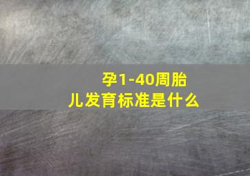 孕1-40周胎儿发育标准是什么