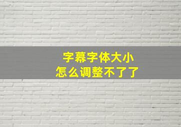 字幕字体大小怎么调整不了了