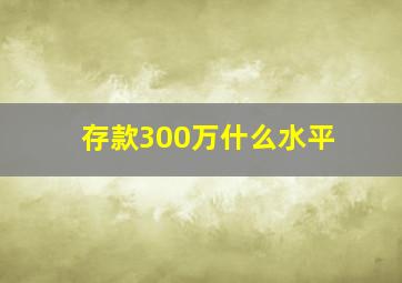 存款300万什么水平