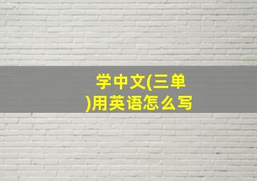 学中文(三单)用英语怎么写