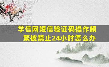 学信网短信验证码操作频繁被禁止24小时怎么办