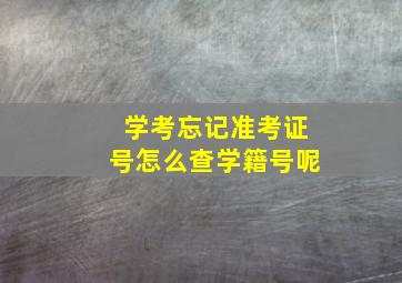 学考忘记准考证号怎么查学籍号呢