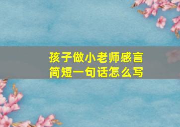 孩子做小老师感言简短一句话怎么写