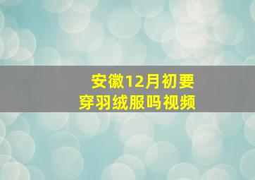 安徽12月初要穿羽绒服吗视频