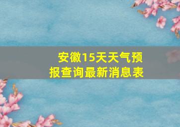 安徽15天天气预报查询最新消息表