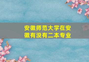 安徽师范大学在安徽有没有二本专业