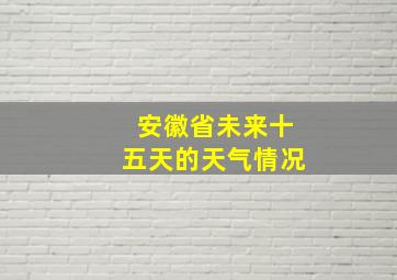 安徽省未来十五天的天气情况