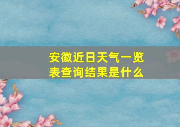 安徽近日天气一览表查询结果是什么