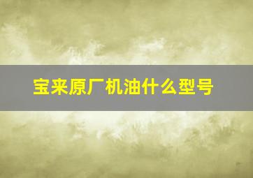 宝来原厂机油什么型号