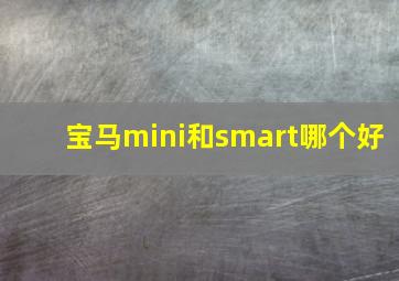 宝马mini和smart哪个好