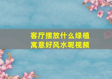 客厅摆放什么绿植寓意好风水呢视频