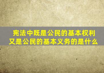 宪法中既是公民的基本权利又是公民的基本义务的是什么