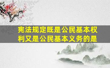 宪法规定既是公民基本权利又是公民基本义务的是