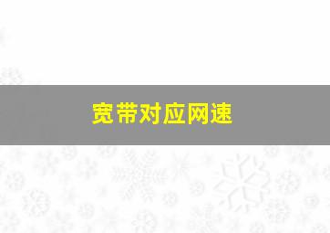 宽带对应网速