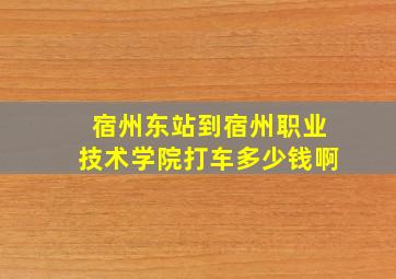 宿州东站到宿州职业技术学院打车多少钱啊