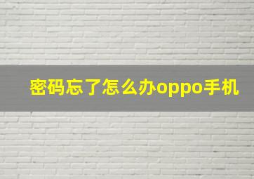 密码忘了怎么办oppo手机