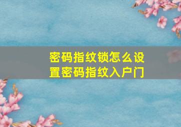 密码指纹锁怎么设置密码指纹入户门