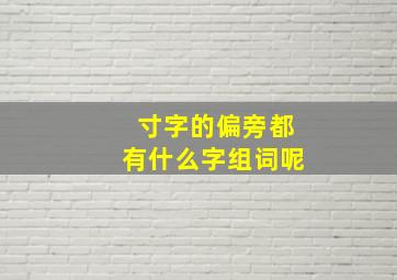 寸字的偏旁都有什么字组词呢