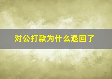 对公打款为什么退回了