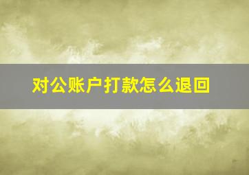 对公账户打款怎么退回