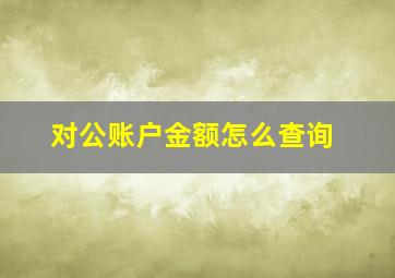 对公账户金额怎么查询