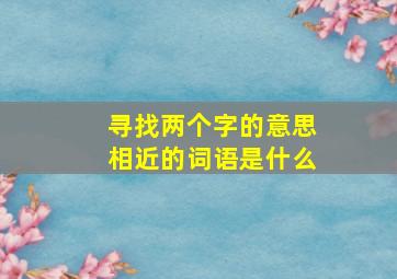 寻找两个字的意思相近的词语是什么