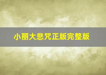 小丽大悲咒正版完整版