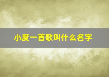 小度一首歌叫什么名字