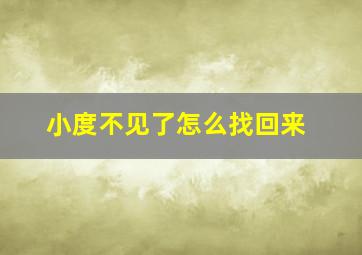 小度不见了怎么找回来