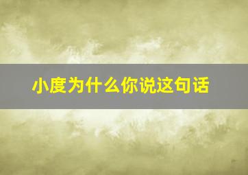 小度为什么你说这句话