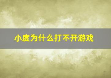 小度为什么打不开游戏