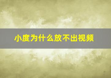 小度为什么放不出视频