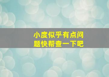 小度似乎有点问题快帮查一下吧