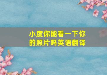 小度你能看一下你的照片吗英语翻译