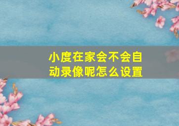 小度在家会不会自动录像呢怎么设置