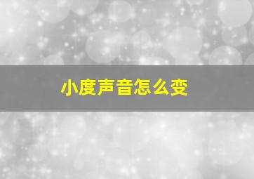 小度声音怎么变