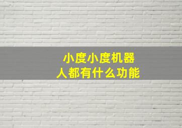 小度小度机器人都有什么功能