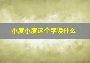 小度小度这个字读什么