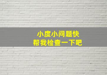 小度小问题快帮我检查一下吧