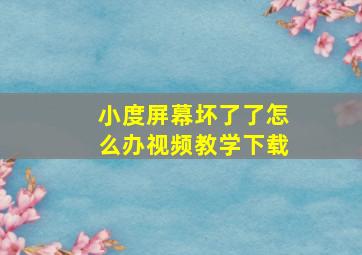 小度屏幕坏了了怎么办视频教学下载