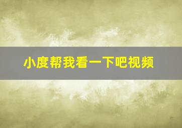 小度帮我看一下吧视频