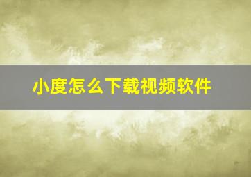 小度怎么下载视频软件