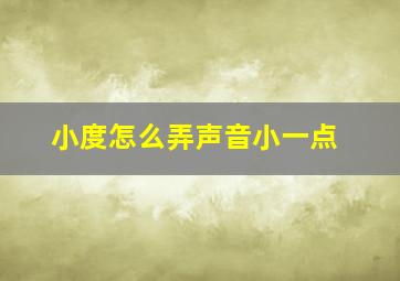 小度怎么弄声音小一点