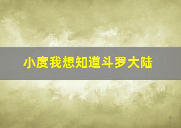 小度我想知道斗罗大陆