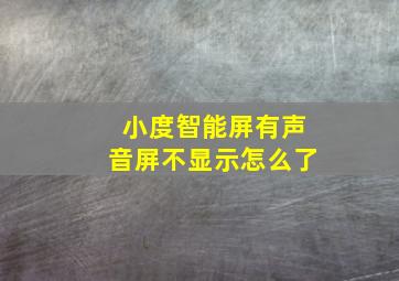 小度智能屏有声音屏不显示怎么了